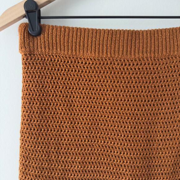 House of Harlow 1960 Revolve Fringe Hem Midi Skirt Elastic waist open knit slit - Picture 3 of 11